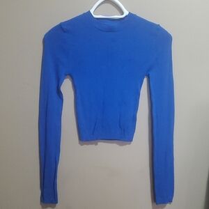 Forever 21 Blue Long Sleeve Crop Sweater Size Xs